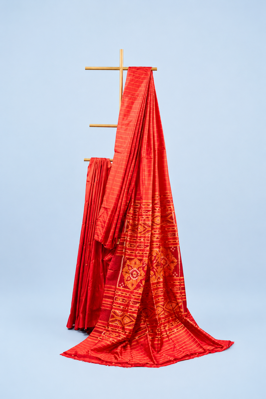 Red Khandua Silk Saree Online | Handwoven Odisha Heritage Saree