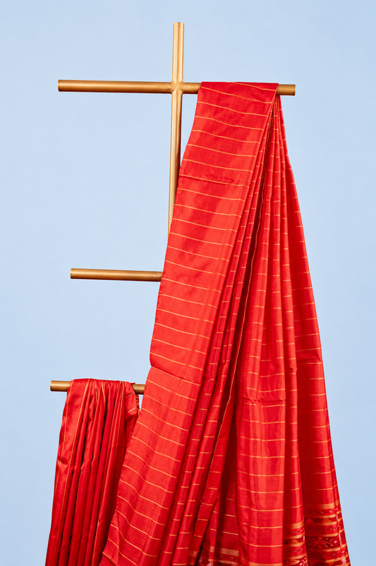 Red Khandua Silk Saree Online | Handwoven Odisha Heritage Saree