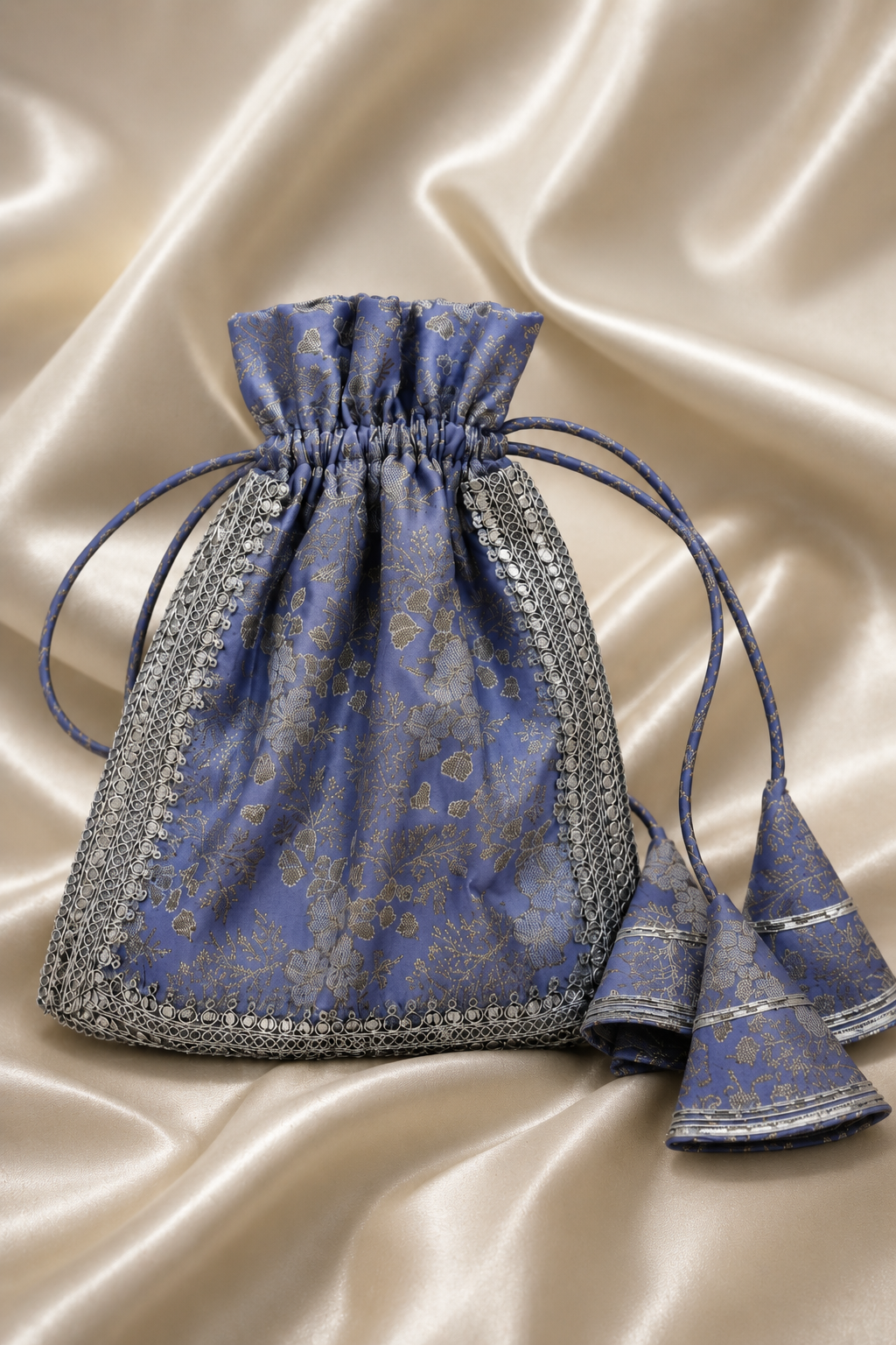 Lavender Banarasi Silk Potli Bag