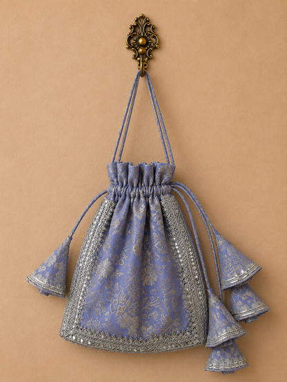 Lavender Banarasi Silk Potli Bag