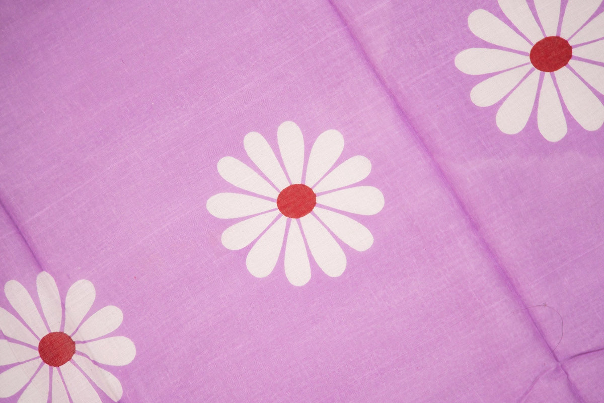 Lavender Daisy Mul Mul Cotton Saree