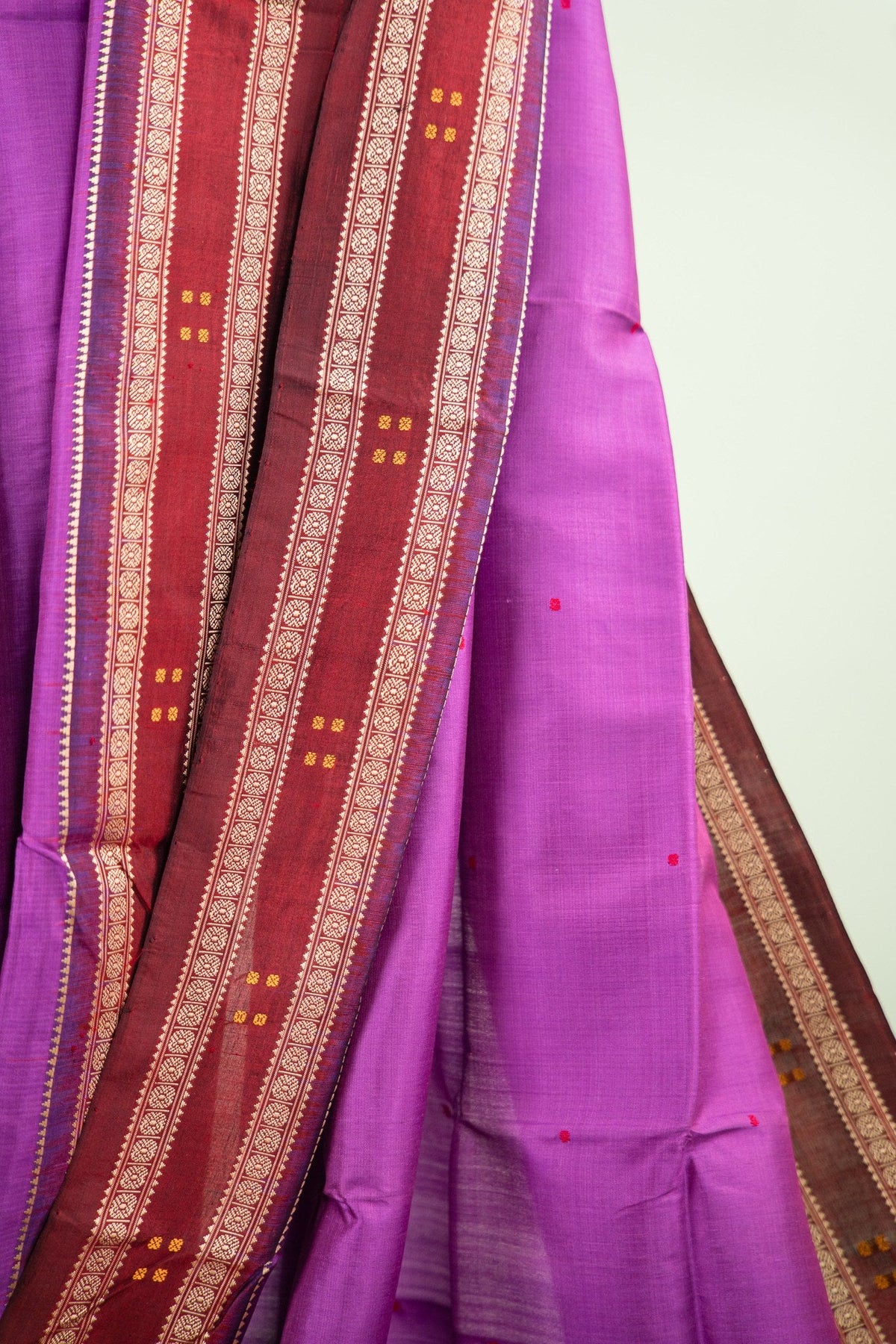 Lavender Maroon Booti Khandua Silk Saree