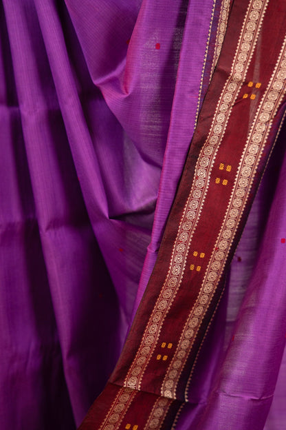 Lavender Maroon Booti Khandua Silk Saree