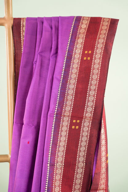 Lavender Maroon Booti Khandua Silk Saree