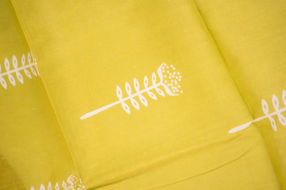 Lime Green Leaf Bud Mul Mul Cotton Saree