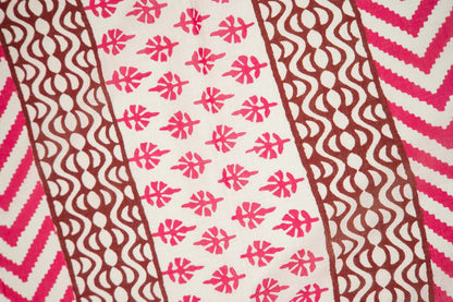 Magenta Trishul Block Print Mul Mul Cotton Saree