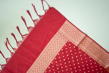 Maroon Gold Booti Banarasi Dupatta - spread view