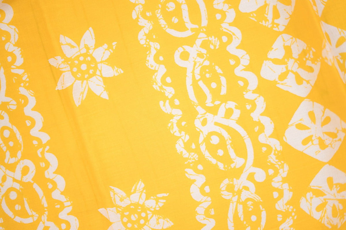 Mustard Sunflower Batik Mul Mul Cotton Saree