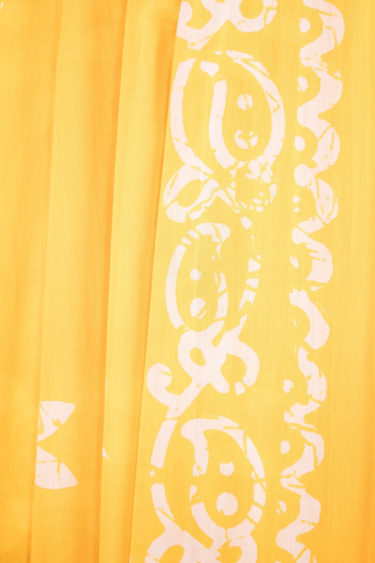 Mustard Sunflower Batik Mul Mul Cotton Saree