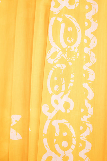 Mustard Sunflower Batik Mul Mul Cotton Saree