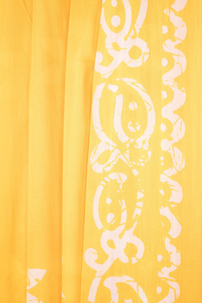 Mustard Sunflower Batik Mul Mul Cotton Saree