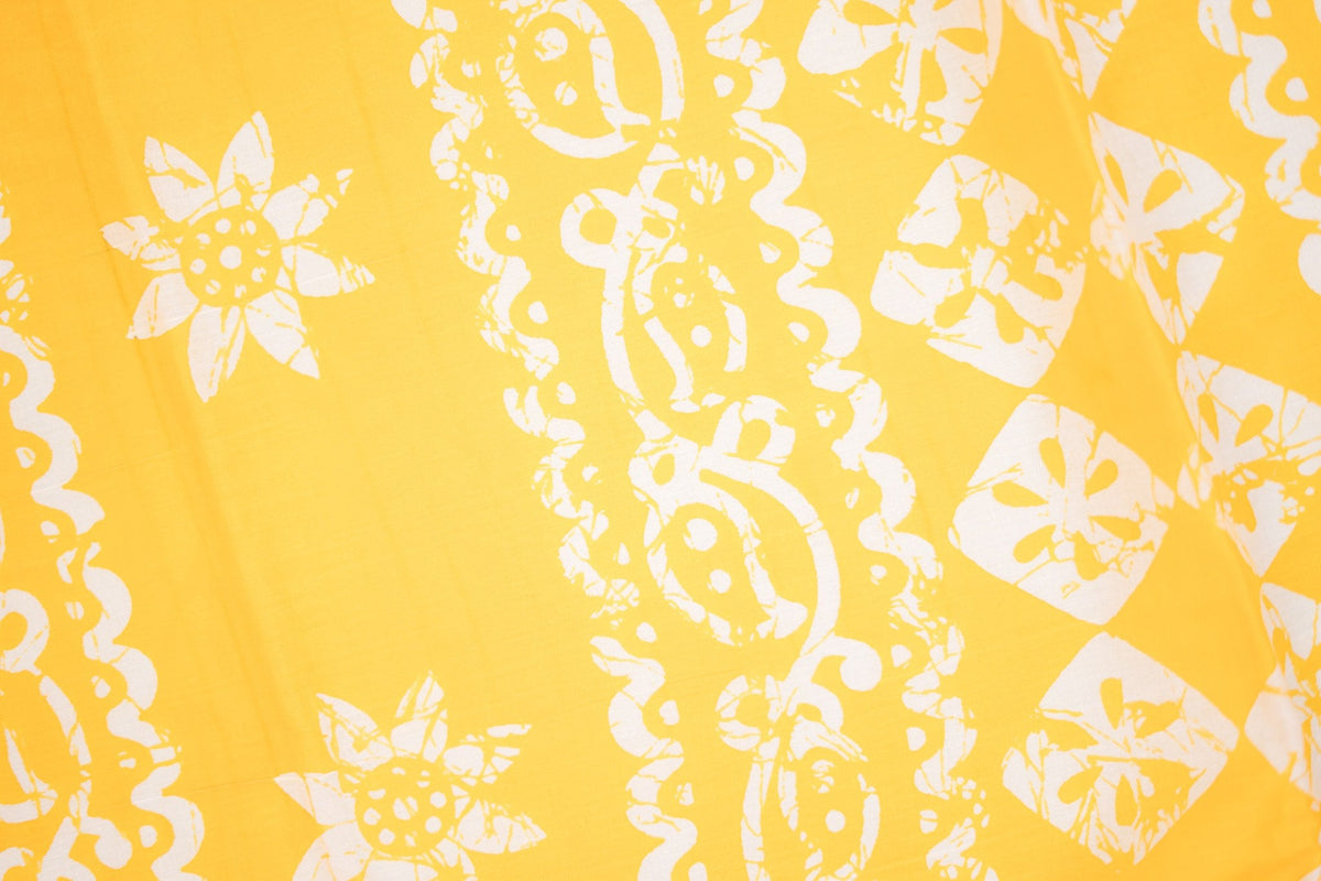 Mustard Sunflower Batik Mul Mul Cotton Saree