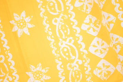 Mustard Sunflower Batik Mul Mul Cotton Saree