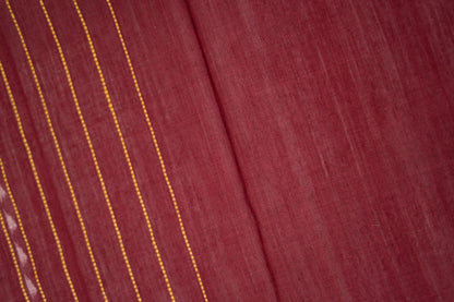 Mustard Wine Temple Border Tussar Saree