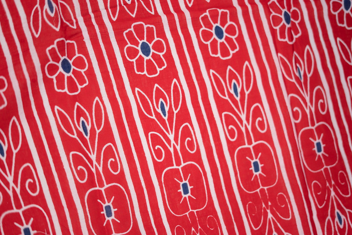 Navy Blue Ikat Temple Border Mul Mul Cotton Saree