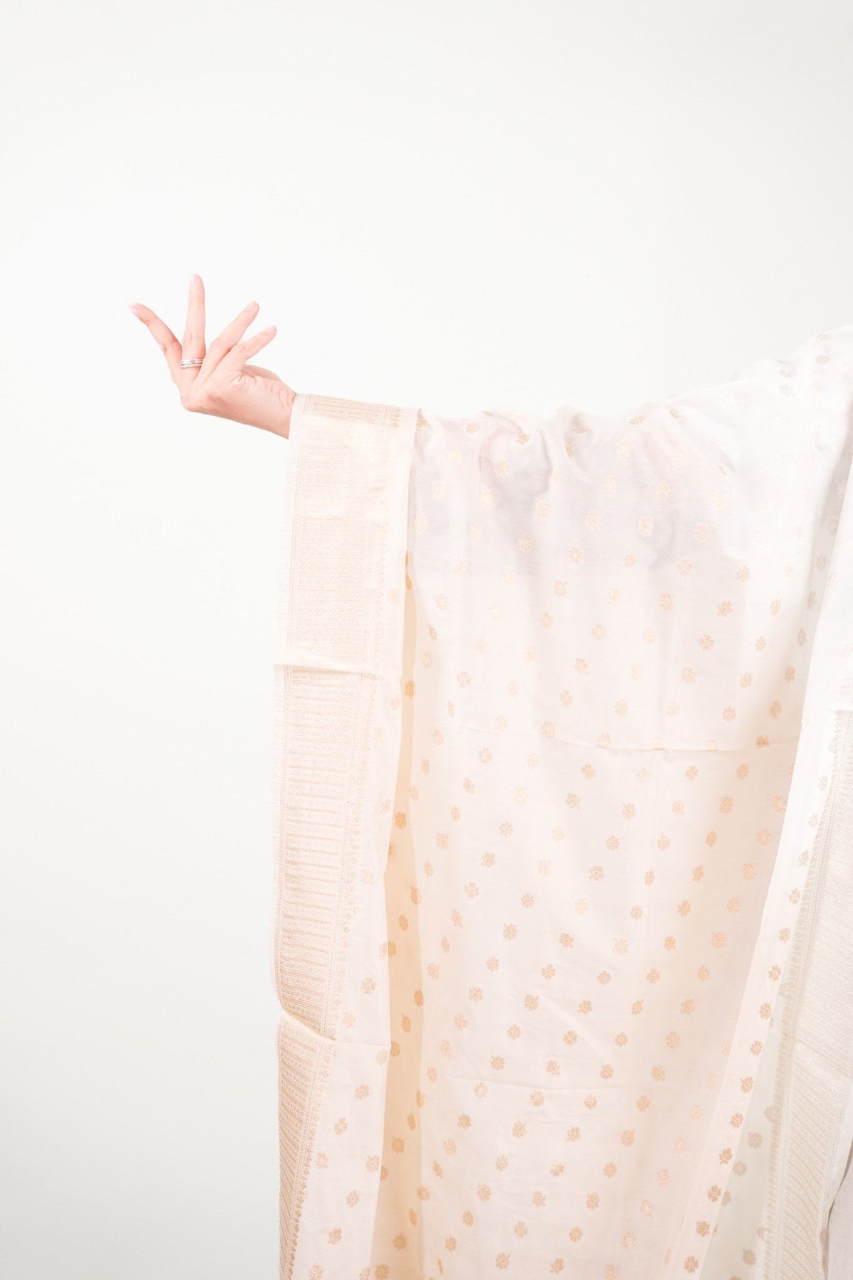 Off-White Gold Booti Banarasi Dupatta