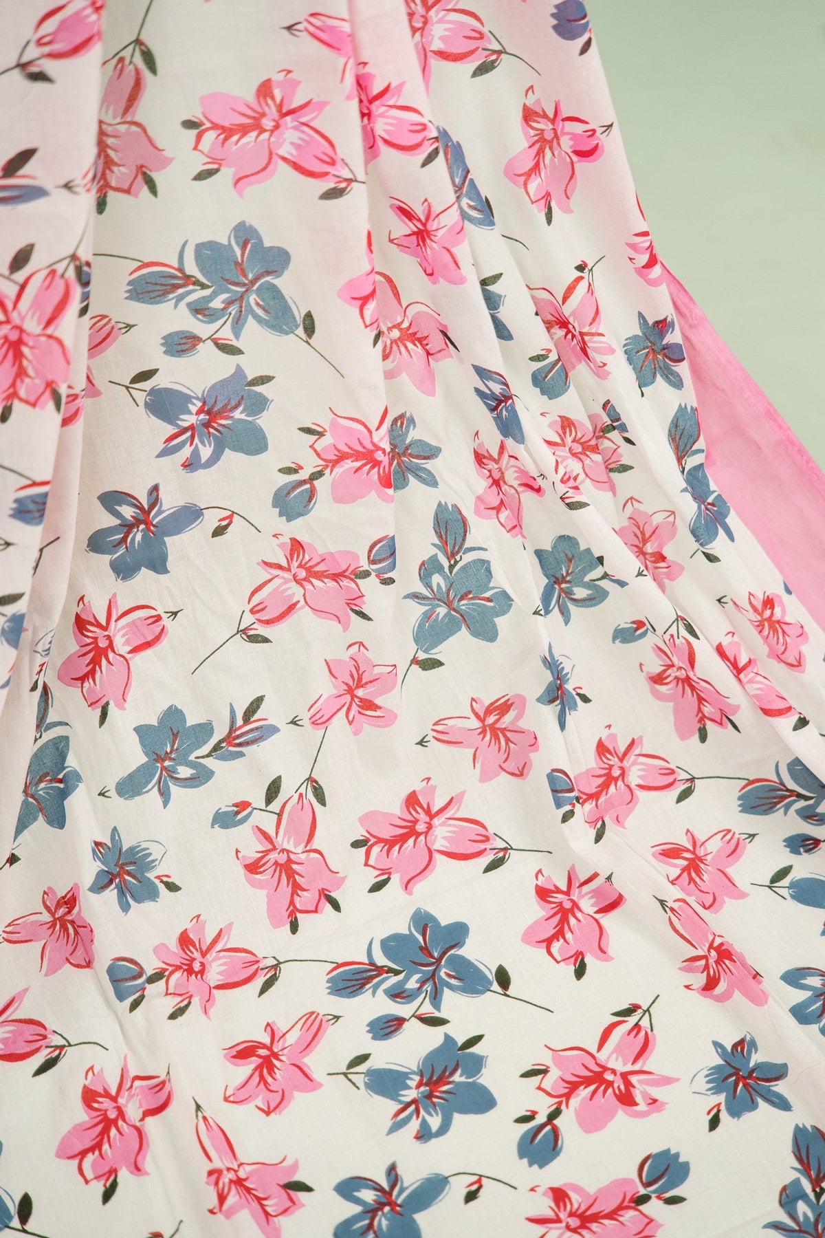 Off-White Hand-Painted Lily Mul Mul Cotton Saree