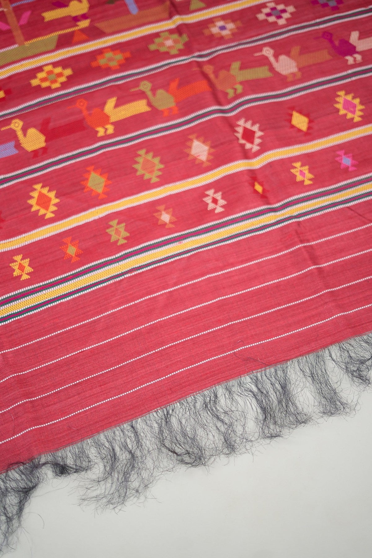 Olive Wine Temple Border Tussar Saree