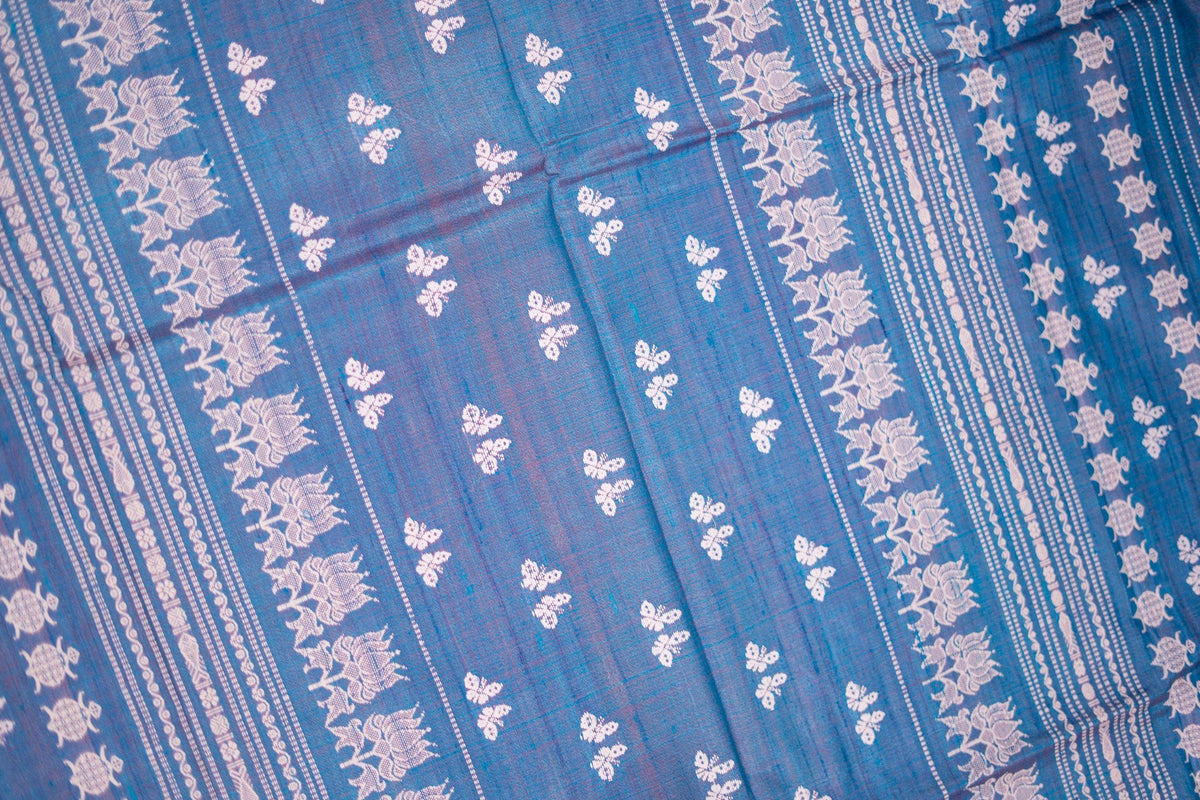 Peacock Blue Butterfly Tussar Saree