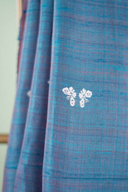 Peacock Blue Butterfly Tussar Saree
