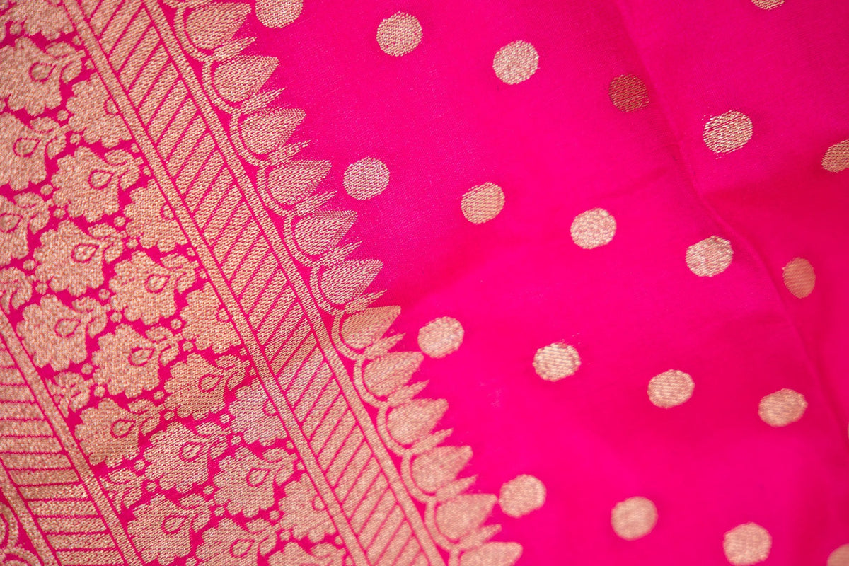 Rani Pink Dot Booti Banarasi Dupatta
