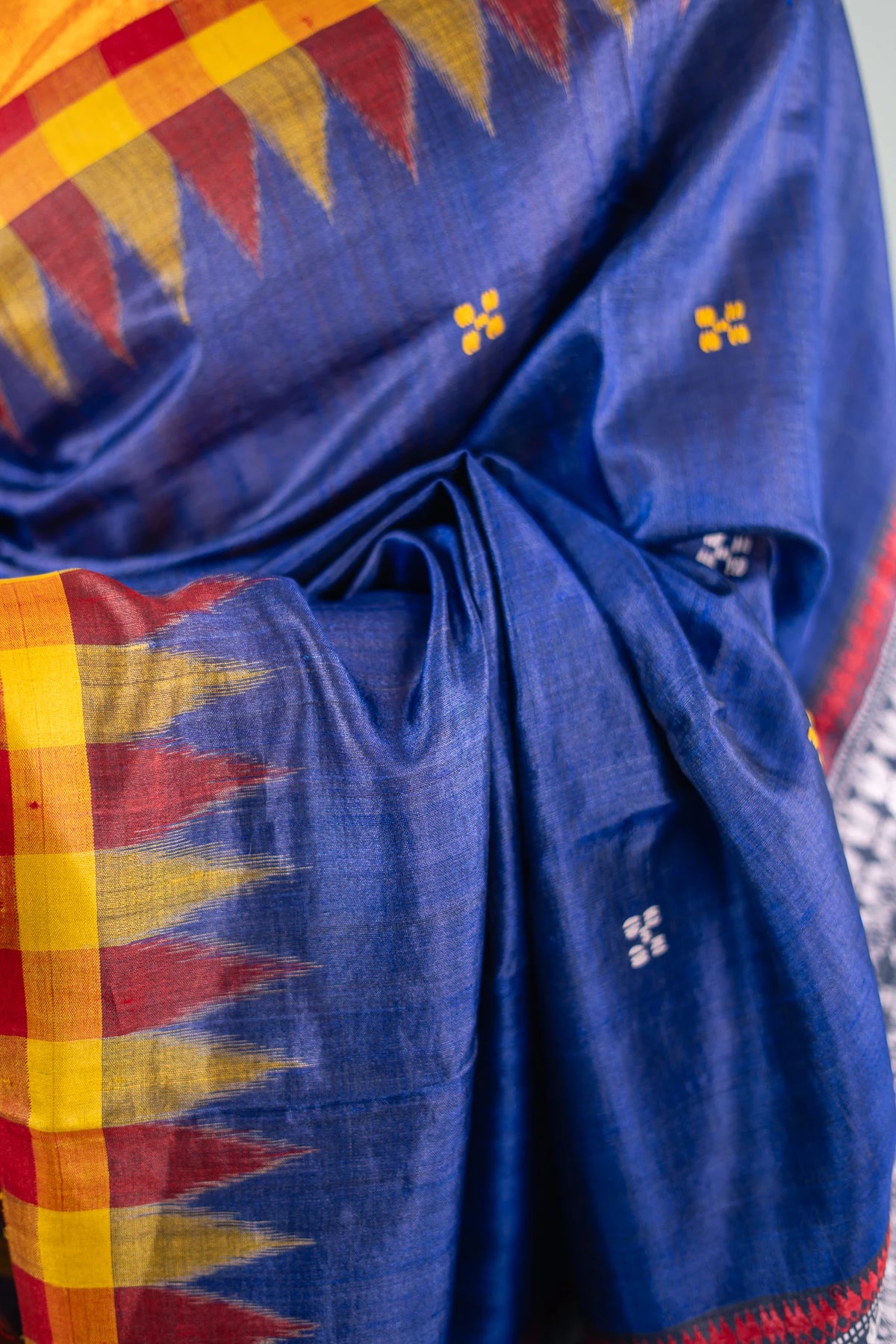 Royal Blue Temple Border Tussar Saree image 6