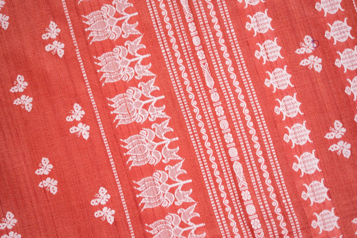 Rust Orange Butterfly Tussar Saree