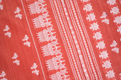 Rust Orange Butterfly Tussar Saree