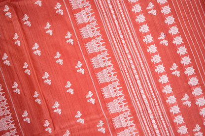 Rust Orange Butterfly Tussar Saree