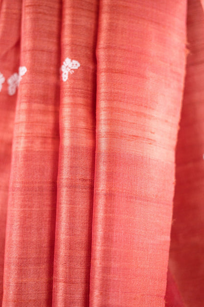 Rust Orange Butterfly Tussar Saree