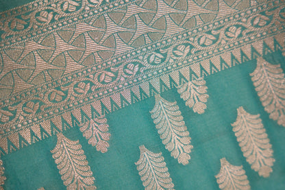 Sea Green Leaf Motif Banarasi Dupatta
