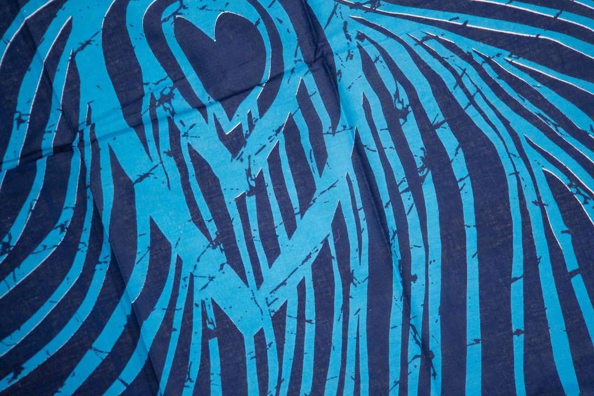 Sky Blue Striped Batik Mul Mul Cotton Saree