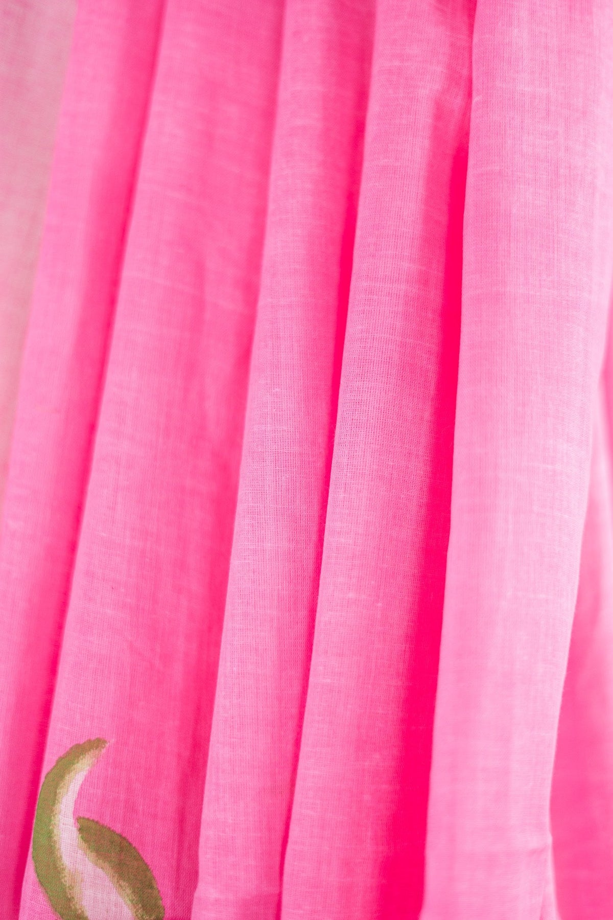 Soft Pink Hand-Painted Floral Mul Mul Cotton Saree