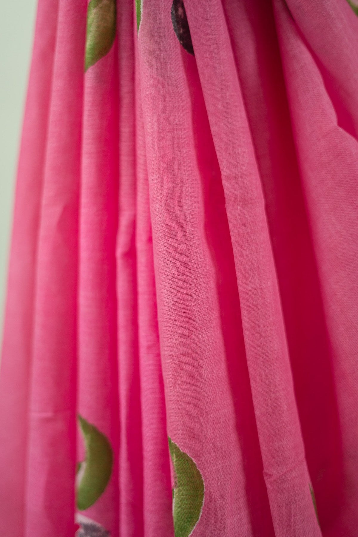 Soft Pink Hand-Painted Floral Mul Mul Cotton Saree
