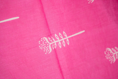 Soft Pink Leaf Bud Mul Mul Cotton Saree