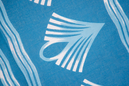 Steel Blue Chevron Ikat Mul Mul Cotton Saree