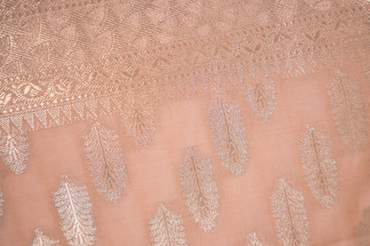 Taupe Beige Leaf Booti Banarasi Dupatta