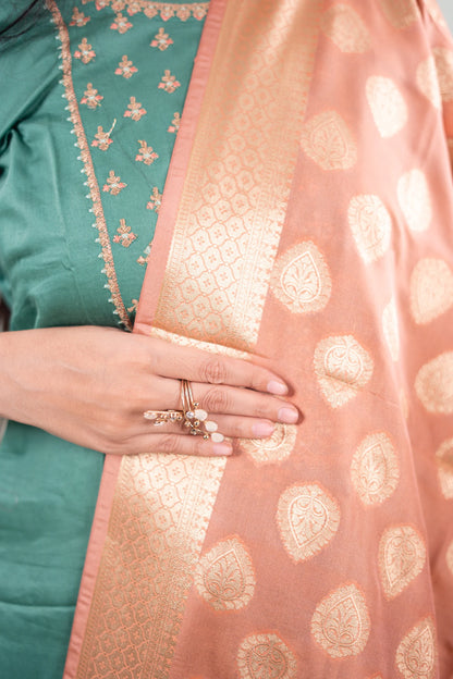 Terracotta Leaf Boota Banarasi Dupatta image 2