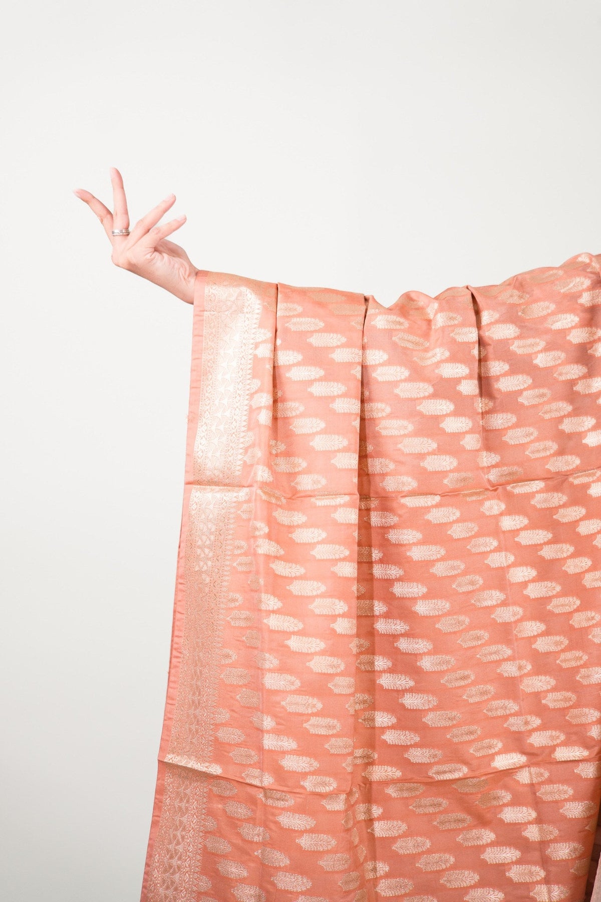 Terracotta Rust Leaf Banarasi Dupatta