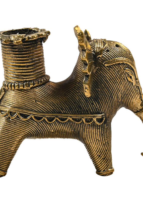 Dhokra elephant candle stand