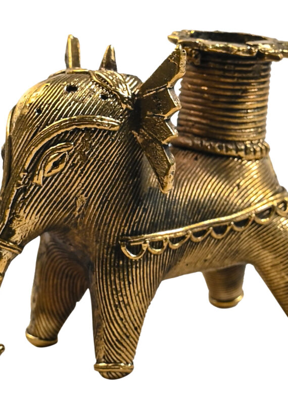 Dhokra elephant candle stand