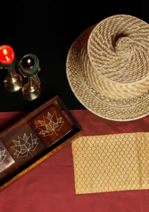 Table Runner Maroon  Silk Blend with goolden Brocade