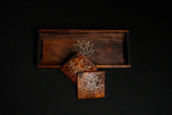 Wooden Tray Coaster Set