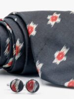 Black Ikat Tie and Cufflink Set