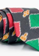 Red-Green Ikat Tie and Cufflink Set