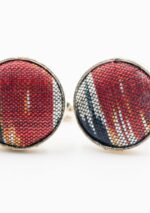 Red-Green Ikat Tie and Cufflink Set