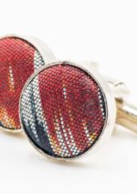 Red-Green Ikat Tie and Cufflink Set