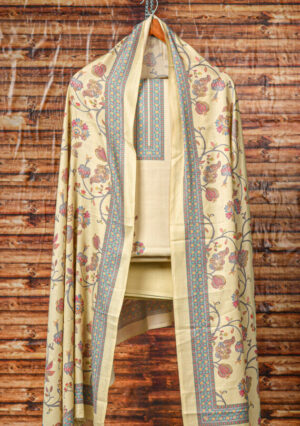 Pure Woolen Beige Floral design winter - Suit set